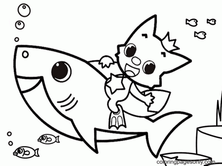 Pinkfong Riding Baby Shark Coloring Pages - Baby Shark Coloring Pages - Coloring  Pages For Kids And Adults