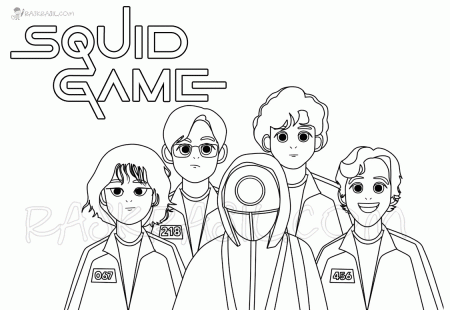 Soldier with Players from Squid Game Coloring Pages - Squid Game Coloring  Pages - Coloring Pages For Kids And Adults