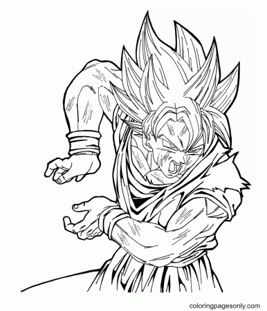 Power of Son Goku Dragon Ball Coloring Pages - Son Goku Coloring Pages - Coloring  Pages For Kids And Adults