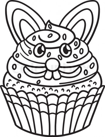 Easter Bunny Cupcake Isolated Coloring ...