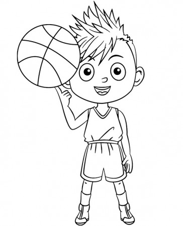 Basketball spin on a finger coloring page - Topcoloringpages.net