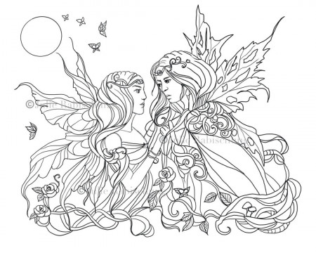 Fairy Couple Coloring Page Fairy Couple Lineart Coloring - Etsy Denmark