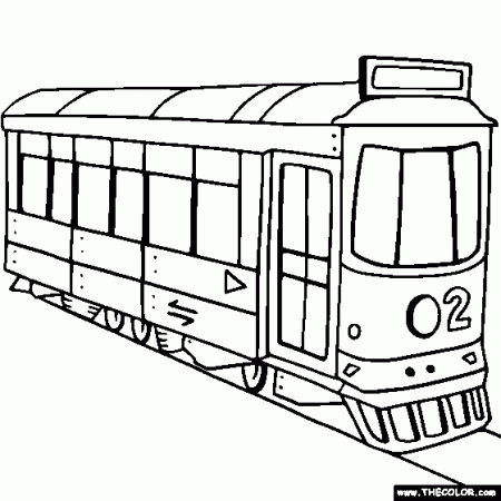Trolley Street Car Coloring Page | Color a Trolley