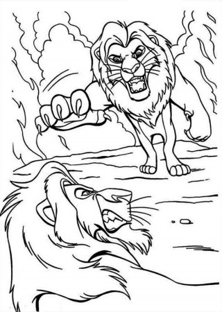Mufasa And Scar Are Fighting The Lion King Coloring Page - Download & Print  Online Coloring Pages for Free | Color Nimbus