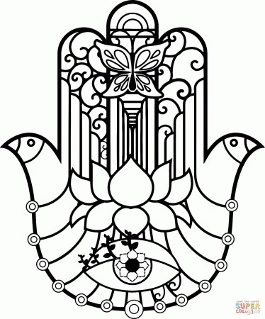 Hamsa coloring page | Free Printable Coloring Pages