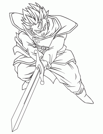 Dragon Ball Z Trunks Character Coloring Page | HM Coloring Pages