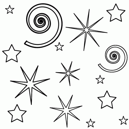 Fireworks and Swirls - Coloring Page (New Years)
