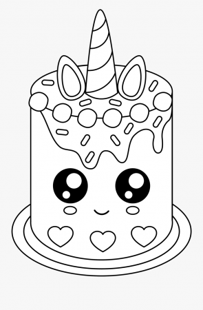 Free Cute Unicorn Cake - Unicorn Cake Coloring Pages , Free Transparent  Clipart - ClipartKey