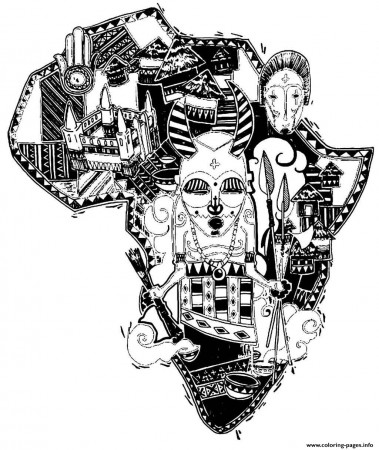 Print adult africa difficult map Coloring pages