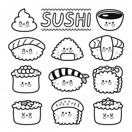 Sushi coloring Vectors & Illustrations for Free Download | Freepik