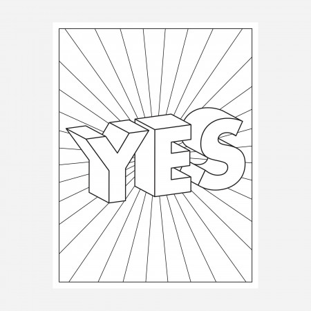 YES Printable Coloring Page Coloring Sheet Coloring Book - Etsy