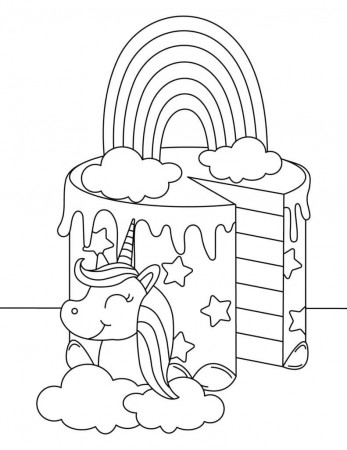 Unicorn Cake Coloring Pages Printable ...