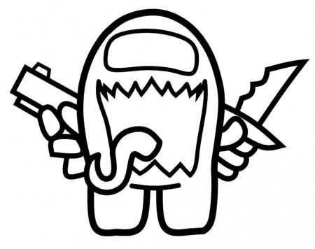 Impostor with Pistol and Knife Coloring Page - Free Printable Coloring Pages  for Kids