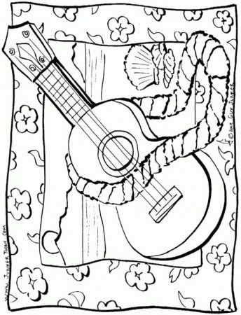 Hawaiian ukulele coloring page free printable - Letscolorit.com | Beach coloring  pages, Free coloring pages, Coloring pages