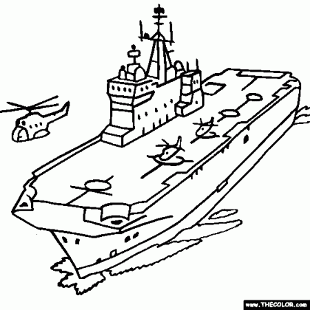 Boat, Ship, Speedboat, Sailboat, Battleship, Submarine Online Coloring Pages