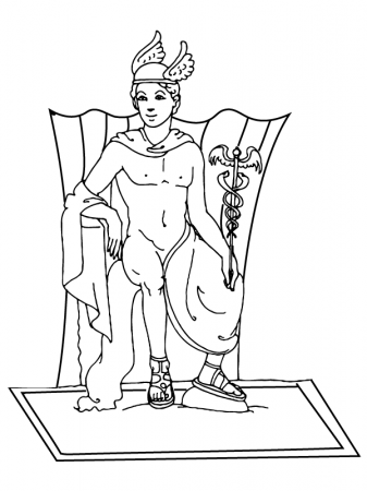 Hermes Sitting on the Throne Coloring Page - Free Printable Coloring Pages  for Kids