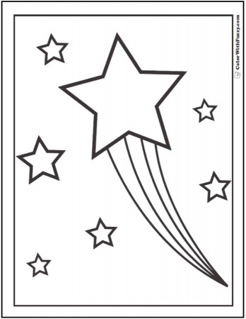 Get This Star Coloring Pages Shooting Star with Rainbow Trails !