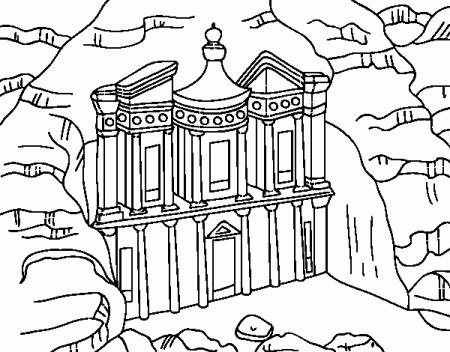 Petra's Treasury from Al Khazneh coloring page - Coloringcrew.com