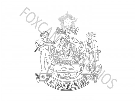 Maine State Flag Coloring Page Digital Print-out - Etsy