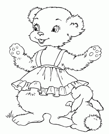 Teddy Bear Coloring Pages | Free Printable Bear and bunny Coloring ...