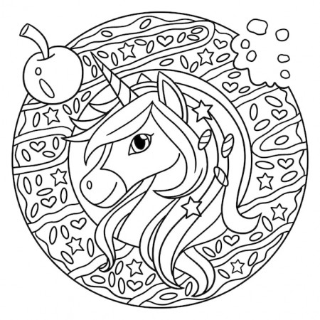 Unicorn Head In A Donut Coloring Page ...