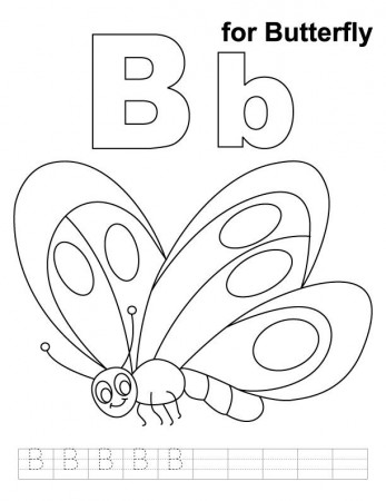B for butterfly coloring page with handwriting practice | Download Free B  for butte… | Butterfly coloring page, Alphabet coloring pages, Preschool coloring  pages