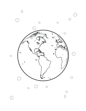 Earth Coloring Page - Free Printable Drawing of The Earth