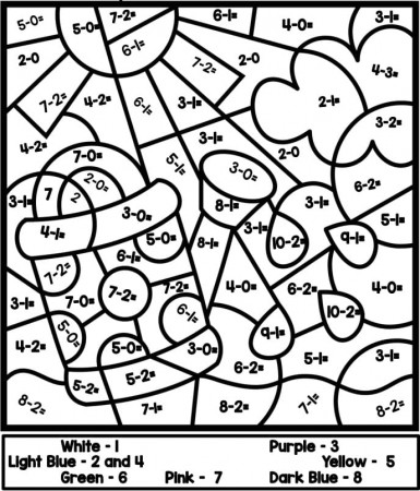 Subtraction Color By Number for Children Coloring Page - Free Printable Coloring  Pages for Kids