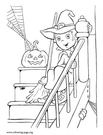 Halloween - A little witch and a Halloween pumpkin coloring page | Disegni  di halloween, Pagine da colorare per bambini, Halloween