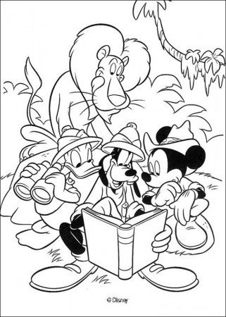 Mickey Mouse coloring pages - Safari with Goofy Goof