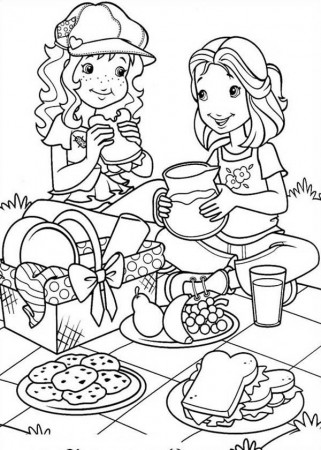 Holly Hobbie and Amy had Picnic Together Coloring Pages | Batch ...