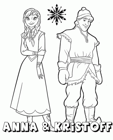 Anna And Kristoff free printable coloring page