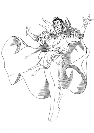 Doctor Strange Flying Coloring Page - Free Printable Coloring Pages for Kids