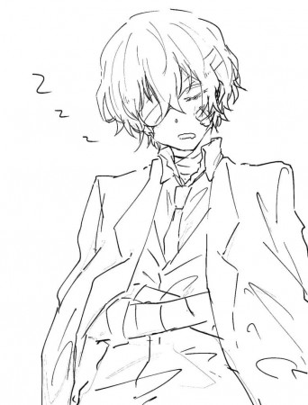 dazai is sleeping Coloring Page - Anime Coloring Pages