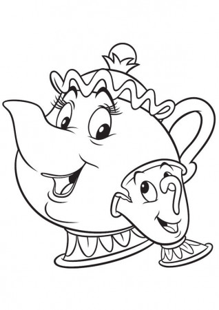 Free & Printable Mrs Potts & Chip Potts Coloring Picture, Assignment Sheets  Pictures for Child | Parentune.com