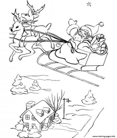 Santa And His Sleigh Free S For Christmas76db Coloring Pages Printable