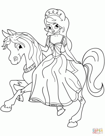 Princess And Horse Coloring Pages - Coloring and Drawing