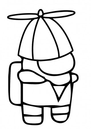Among Us Coloring Page With Funny Hat - TSgos.com