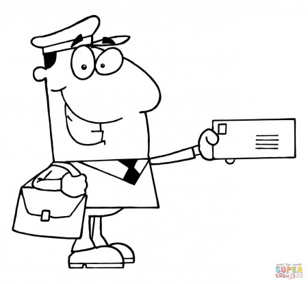 A Postal Carrier Holds a Envelope coloring page | Free Printable Coloring  Pages