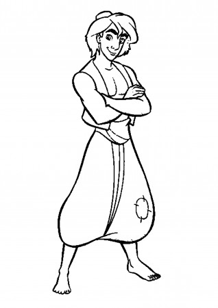 Aladdin (and Jasmine) - Free printable Coloring pages for kids