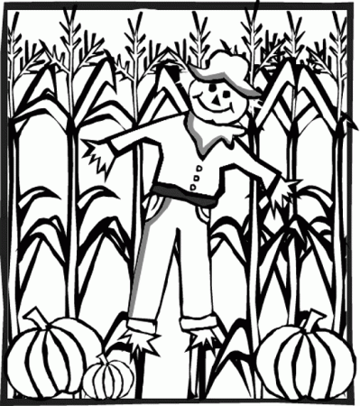 Scarecrow Coloring Page - Corn Stalk Coloring Page