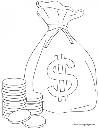 A bag of coins coloring pages | Download Free A bag of coins 