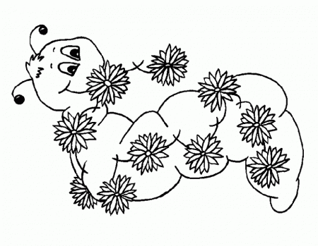 Caterpillar With Flower Coloring Pages - Caterpillar Coloring 