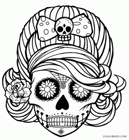Printable Of Sugar Skulls - Coloring Pages for Kids and for Adults