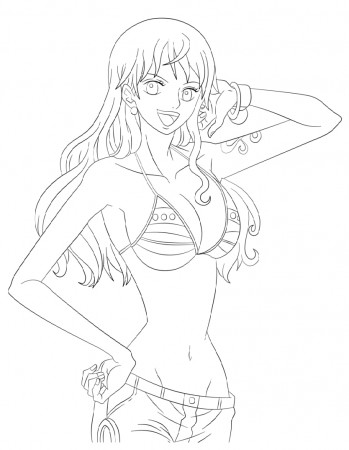 Nami with Bikini Coloring Page - Anime Coloring Pages