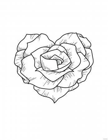 Free Heart Shaped Rose Coloring Page - EPS, Illustrator, JPG, PNG, PDF, SVG  | Template.net