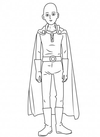 Saitama Coloring Page - Anime Coloring Pages