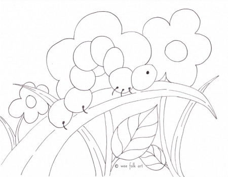 Inchworm Coloring Page – Wee Folk Art