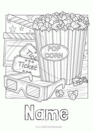 Coloring page No.1453 - Movie theater Popcorn