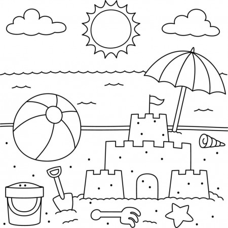 Toys On The Beach Coloring for Kids 6823509 Vector Art at Vecteezy